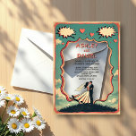 Invitations En Acrylique Vintage Retro Romantic Couple Comique Mariage de l<br><div class="desc">Cette élégante invitation à l'acrylique mariage style bande dessinée est parfaite pour un mariage moderne. Le design rétro présente une illustration vintage de mariée et de mariée et une calligraphie noire sur un arrière - plan à thème de bande dessinée.</div>