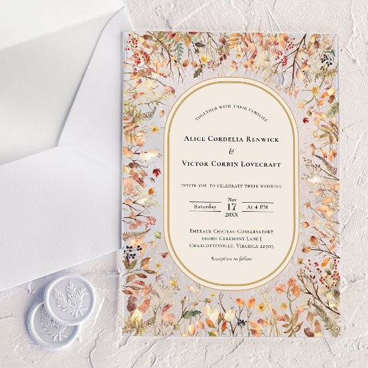 Invitations En Acrylique Vintage Rustic Fall Beige Wedding
