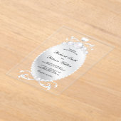 Invitations En Acrylique Vintage Silver Gemstone Pearl Wedding (Poser)