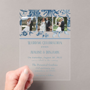 Invitations En Acrylique Vintage Toile Floral Mariage Photo