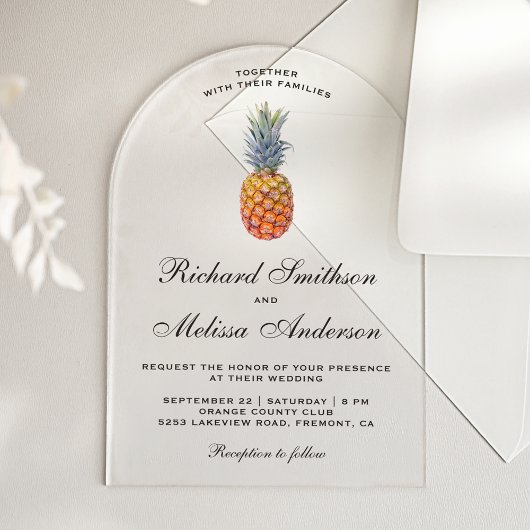 Invitations En Acrylique Vintage Tropical Pineapple Wedding