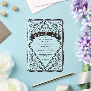 Invitations En Acrylique Vintage Western Pays QR Code Rustique Mariage