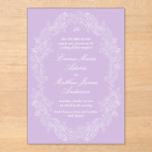 Invitations En Acrylique Violet Regency Victorian Antique Classic Wedding (Recto)