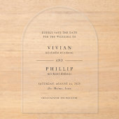 Invitations En Acrylique Vivian Simple Elegant Wedding Enregistrer la date (Recto)