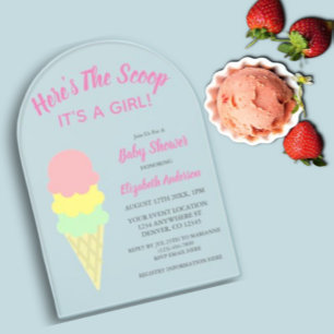 Invitations En Acrylique Voici la Glace à la Crème Fête Prénatale d'Été pou