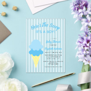 Invitations En Acrylique Voici le Baby shower d'été de la crème glacée Scoo