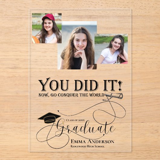 Invitations En Acrylique Vous L'Avez Fait Acrylique Multi Photo Grad Faire- (Recto)