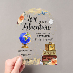 Invitations En Acrylique Voyage Amour est une Aventure Enterrement de Vie d