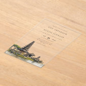 Invitations En Acrylique Watercolor Bali Temple Destination Wedding (Poser)