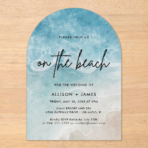 Invitations En Acrylique Watercolor Beach Sur La Plage Mariage