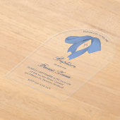 Invitations En Acrylique watercolor blue bow Baptism (Poser)