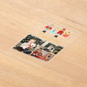 Invitations En Acrylique Watercolor Christmas Nutcracker 3 Photo Collage (Poser)