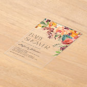 Invitations En Acrylique Watercolor Fall Floral Bouquet Baby shower (Poser)