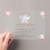Invitations En Acrylique Watercolor Floral Tea Party | Anniversaire (In situ (ordinateur de poche))