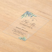 Invitations En Acrylique watercolor greenery foliage | First Communion  (Poser)