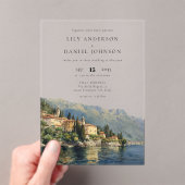 Invitations En Acrylique Watercolor Lake Côme Italie Destination Mariage (In situ (ordinateur de poche))