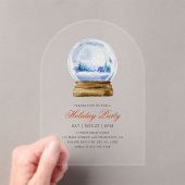 Invitations En Acrylique Watercolor Modern Snow Globe Fête (In situ (ordinateur de poche))