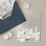 Invitations En Acrylique Watercolor New York City USA Destination Wedding<br><div class="desc">Cette magnifique faire-part de mariage acrylique présente un texte chic associé à une belle aquarelle d'un skyline new-yorkais avec le Brooklyn Bridge. Choisissez entre une carte acrylique claire ou dépoli. Suite de mariage complète correspondante disponible.</div>