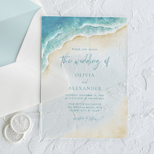 Invitations En Acrylique Watercolor Ocean Beach Mariage
