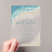 Invitations En Acrylique Watercolor Ocean Beach Sweet sixteen côtier (In situ (ordinateur de poche))