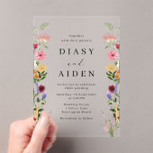 Invitations En Acrylique Watercolor Wildflowers Spring Summer Wedding (In situ (ordinateur de poche))