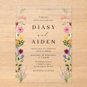 Invitations En Acrylique Watercolor Wildflowers Spring Summer Wedding (Recto)