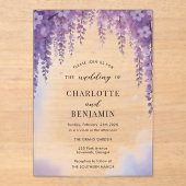 Invitations En Acrylique Watercolor Wisteria Floral Mariage élégant (Recto)
