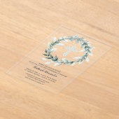 Invitations En Acrylique Watercolor Wreath Croix Bleue Première communion (Poser)