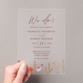 Invitations En Acrylique We Do! Boho Botanical Rustic Wildflower Wedding (In situ (ordinateur de poche))