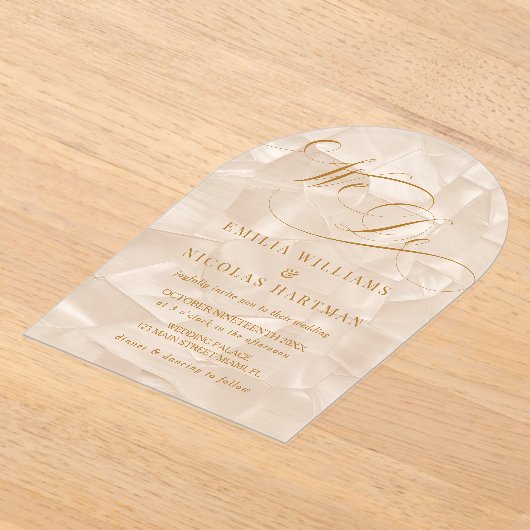 Invitations En Acrylique We Do Elegant Neutral Wedding (Poser)