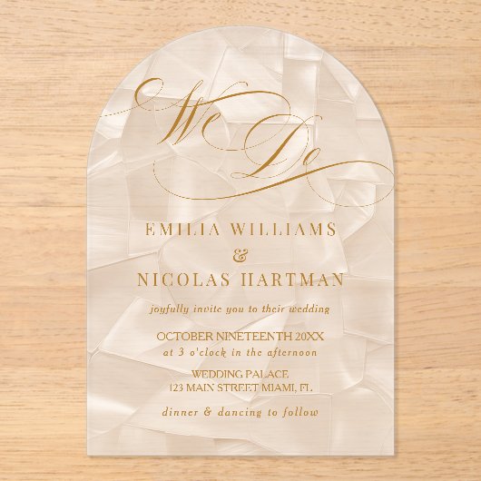 Invitations En Acrylique We Do Elegant Neutral Wedding (Recto)