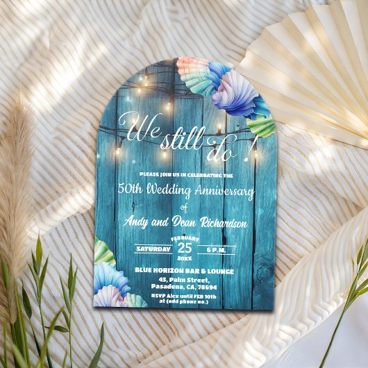 Invitations En Acrylique We Still Do 50th Wedding Anniversary String Lights