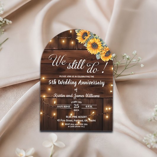 Invitations En Acrylique We Still Do 5th Wedding Anniversary String Lights