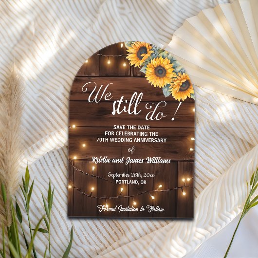 Invitations En Acrylique We Still Do 70th Wedding Anniversary String Lights