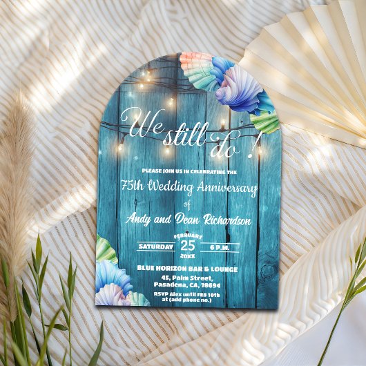 Invitations En Acrylique We Still Do 75th Wedding Anniversary String Lights
