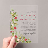 Invitations En Acrylique Wedding shower de fraise Fleur sauvage doux (In situ (ordinateur de poche))