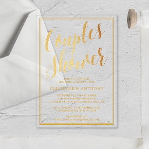 Invitations En Acrylique Wedding shower de l'effet d'huile d'or moderne