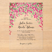 Invitations En Acrylique Wedding shower forestier tropical des Bougainvilli (Recto)
