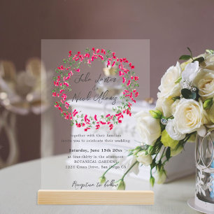Invitations En Acrylique Wedding shower forestier tropical des Bougainvilli