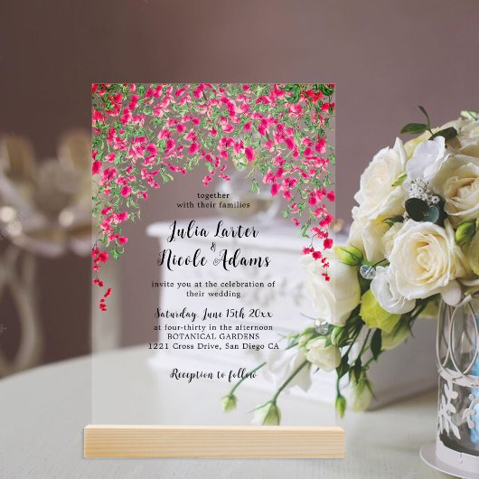 Invitations En Acrylique Wedding shower forestier tropical des Bougainvilli