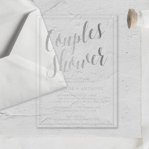Invitations En Acrylique Wedding shower moderne à effet d'huile d'argent Co