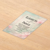 Invitations En Acrylique Wedding Soft Pink Flowers on Mint Green (Poser)