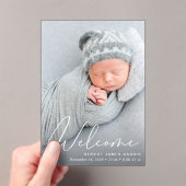 Invitations En Acrylique Welcome Photo Script Acrylic Birth Announcement (In situ (ordinateur de poche))