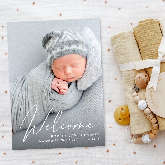 Invitations En Acrylique Welcome Photo Script Acrylic Birth Announcement