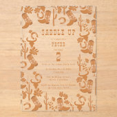 Invitations En Acrylique Western Country Cowboy Bottes Saddup Anniversaire (Recto)