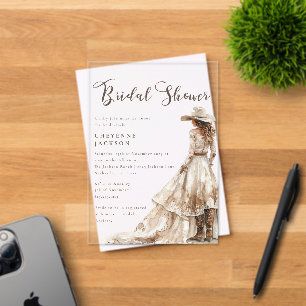 Invitations En Acrylique Western Cowgirl et Lace Baby Shower