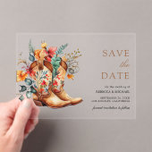 Invitations En Acrylique Western Cowgirl Floral Boots Mariage Enregistrer l (In situ (ordinateur de poche))