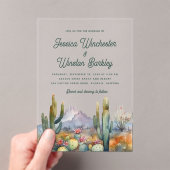 Invitations En Acrylique Western Turquoise Vert Désert Cactus Paysage (In situ (ordinateur de poche))