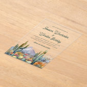 Invitations En Acrylique Western Turquoise Vert Désert Cactus Paysage (Poser)