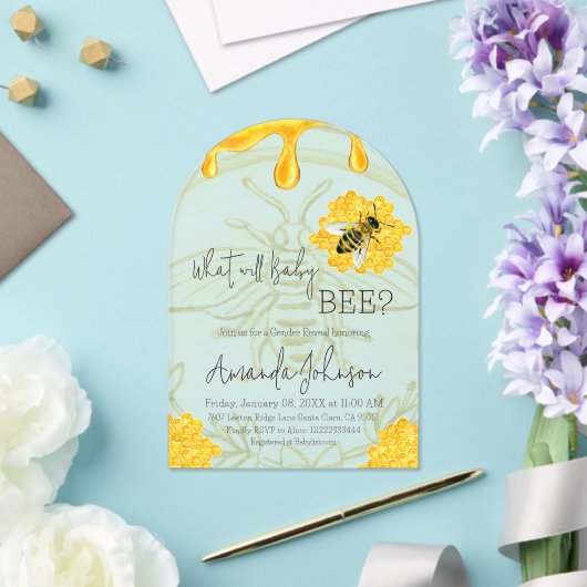 Invitations En Acrylique What Will Baby Bee Rustic Honeycomb Gender Reveal (Insitu (Mariage))